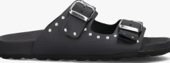 zwarte lina locchi slippers 2 gesp slipper met studs