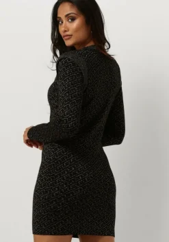 zwarte liu jo mini jurk abito maglia m/l full logo