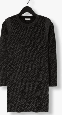 zwarte liu jo mini jurk abito maglia m/l full logo