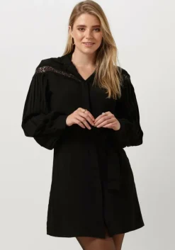 zwarte liu jo mini jurk abito camicia lace e plisse