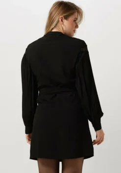 zwarte liu jo mini jurk abito camicia lace e plisse