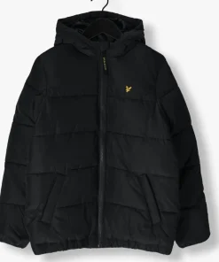 zwarte lyle & scott gewatteerde jas quilted puffer coat
