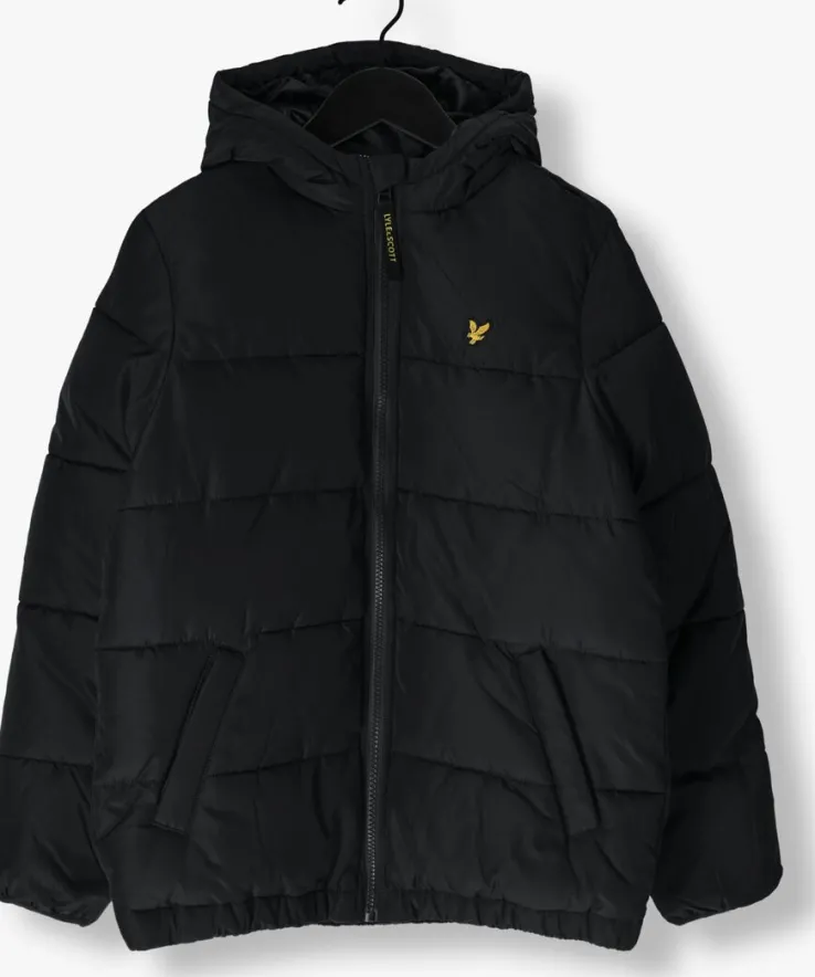 zwarte lyle & scott gewatteerde jas quilted puffer coat