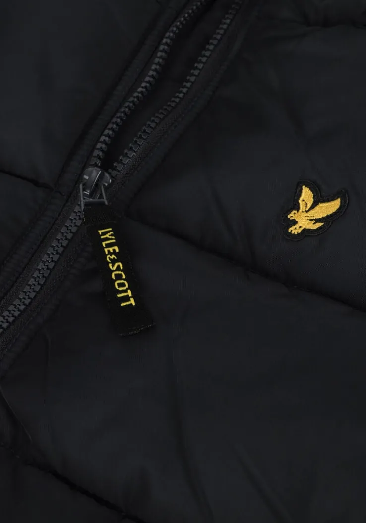 zwarte lyle & scott gewatteerde jas quilted puffer coat