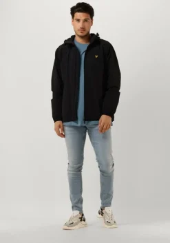 zwarte lyle & scott jack zip through hooded jacket