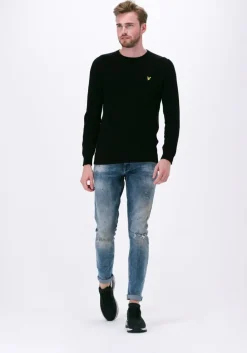 zwarte lyle & scott trui crew neck cotton merino jumper