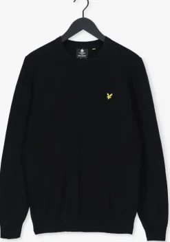 zwarte lyle & scott trui crew neck cotton merino jumper