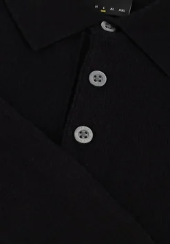 zwarte lyle & scott trui cotton merino long sleeve knitted polo