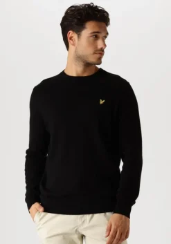 zwarte lyle & scott trui cotton merino crew neck jumper