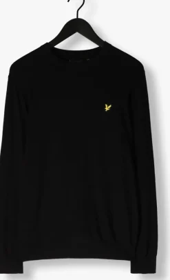 zwarte lyle & scott trui cotton merino crew neck jumper