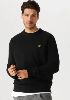 zwarte lyle & scott trui lambswool blend crew neck jumper