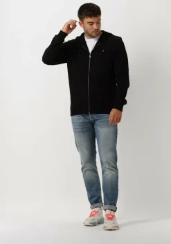 zwarte lyle & scott trui zip through hoodie
