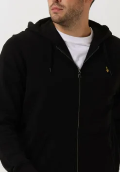 zwarte lyle & scott trui zip through hoodie