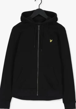 zwarte lyle & scott trui zip through hoodie