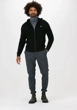 zwarte lyle & scott trui zip through hoodie