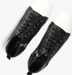 zwarte michael kors kids hoge sneakers skate split 3 glitter
