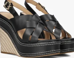 zwarte michael kors sandalen met hak nora wedge
