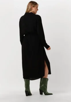 zwarte minus midi jurk lasina solid shirtdress