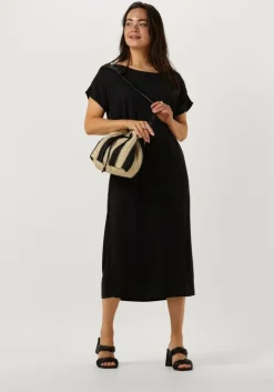 zwarte minus midi jurk ophelia boat neck short sleeve midi modal dress