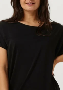 zwarte minus midi jurk ophelia boat neck short sleeve midi modal dress