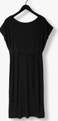 zwarte minus midi jurk ophelia boat neck short sleeve midi modal dress