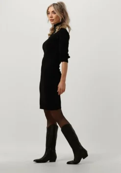 zwarte minus mini jurk mersin highneck knit dress