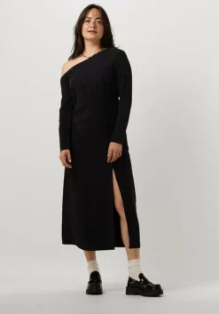zwarte modström midi jurk fanyamd long dress