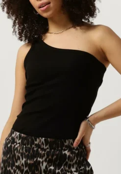 zwarte modström top igor one shoulder top