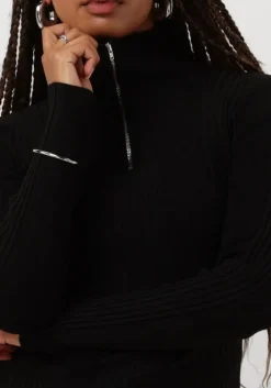 zwarte modström tops & t-shirts krissamd zip t-neck