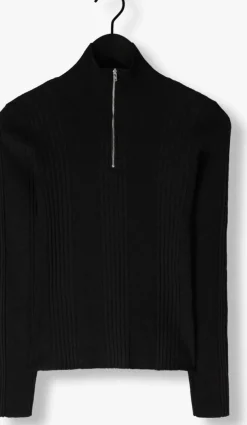 zwarte modström tops & t-shirts krissamd zip t-neck