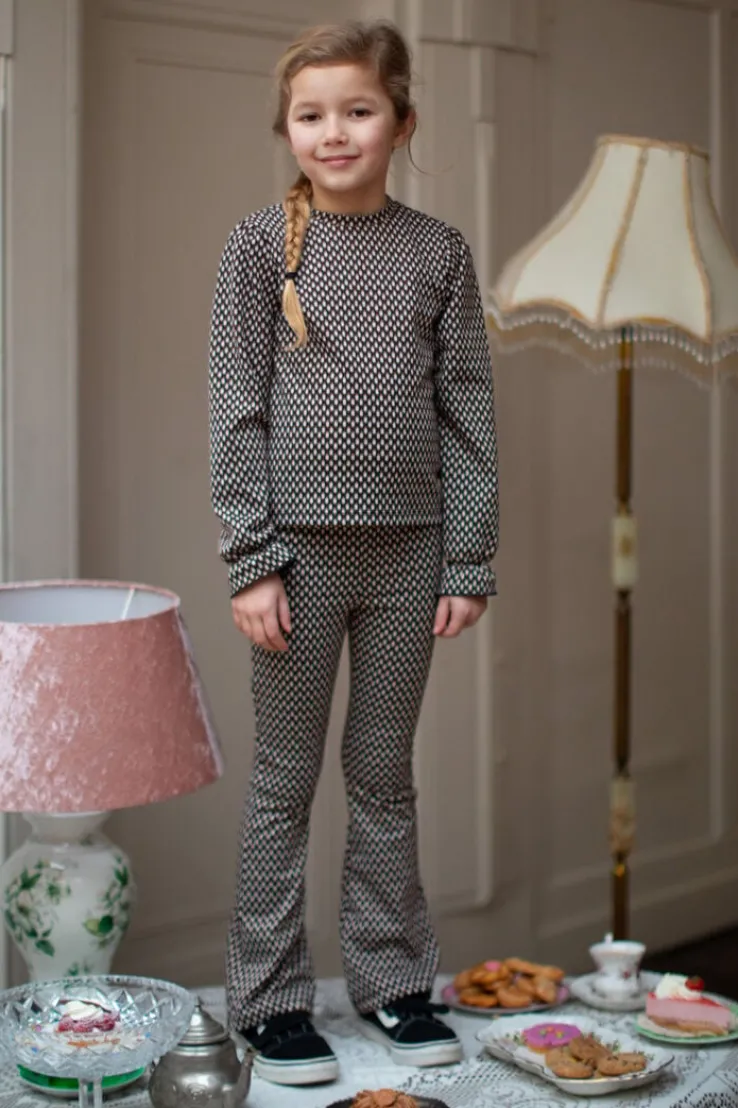 zwarte moodstreet flared broek pant bobbi jacquard