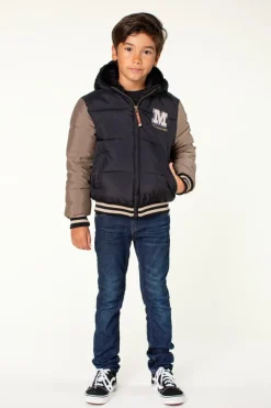 zwarte moodstreet gewatteerde jas baseball jacket justin