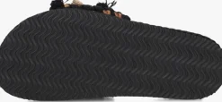 zwarte mou slippers monoband rope sandal fringes