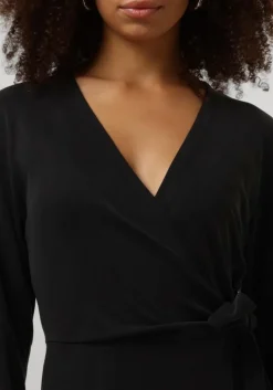 zwarte msch copenhagen midi jurk mschadelona lynette wrap dress