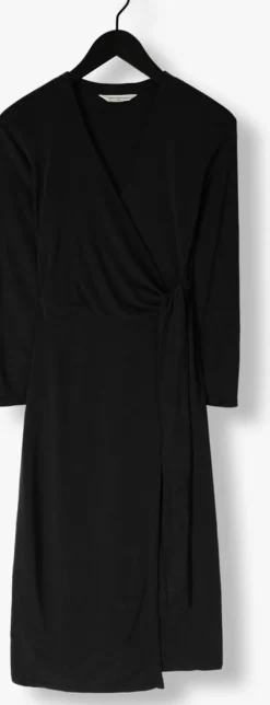 zwarte msch copenhagen midi jurk mschadelona lynette wrap dress