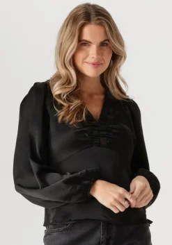 zwarte neo noir blouses istana heavy sateen blouse