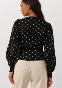 zwarte neo noir blouses merry retro dot blouse