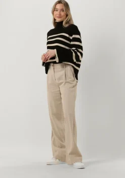 zwarte neo noir coltrui fanning stripe knit blouse