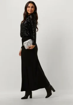 zwarte neo noir maxirok vicky heavy sateen skirt