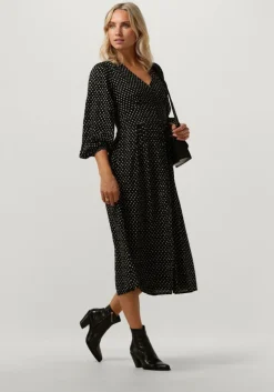zwarte neo noir midi jurk timma mini stitch dress