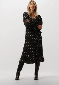 zwarte neo noir midi jurk eva retro dot dress