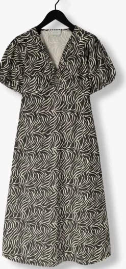 zwarte neo noir midi jurk illana zebra dress