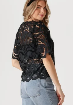 zwarte neo noir top trisha big lace blouse