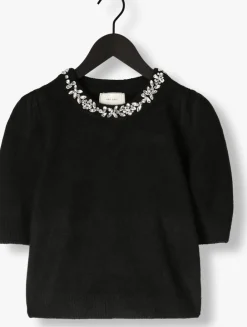 zwarte neo noir trui maia stone knit blouse