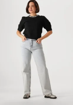 zwarte neo noir trui maia stone knit blouse