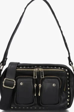 zwarte núnoo schoudertas ellie disco gold