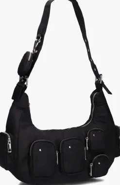 zwarte núnoo schoudertas sally pocket recycled nylon