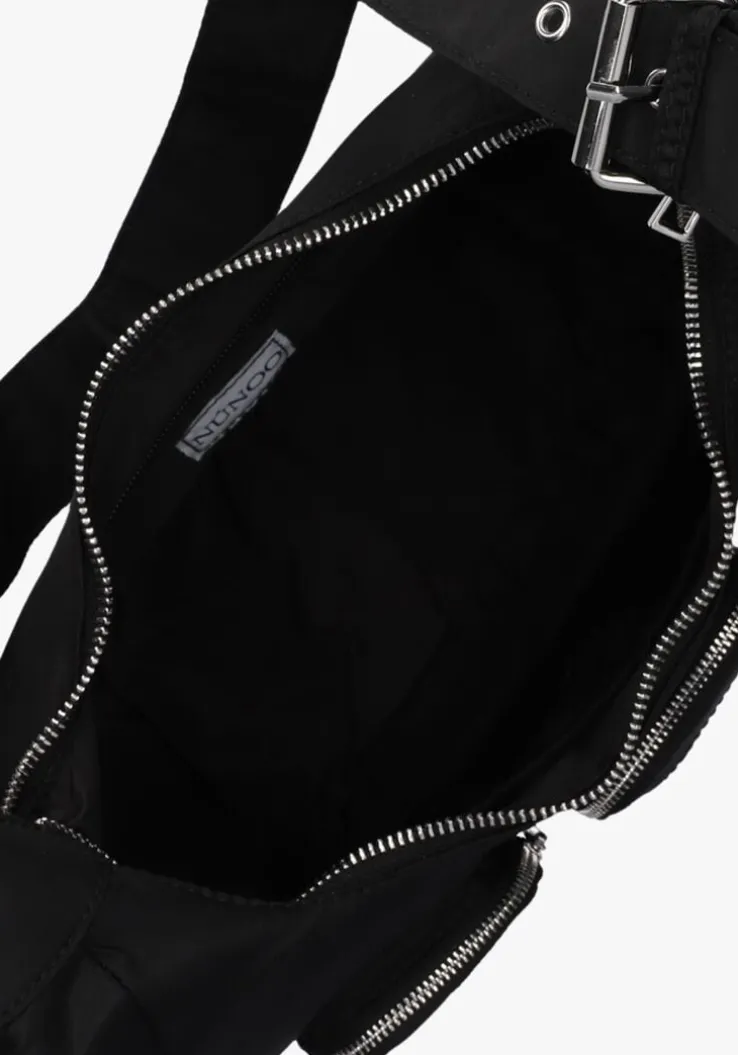 zwarte núnoo schoudertas sally pocket recycled nylon