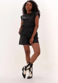 zwarte notes du nord top debbie leather top