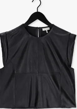 zwarte notes du nord top debbie leather top